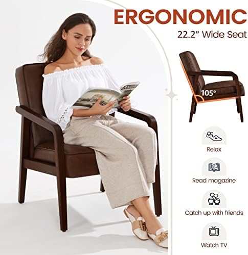 Yaheetech Accent Chair, Mid-Century Modern Vibe, Dark Brown
