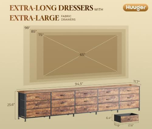 Huuger 94.5 Inch Extra Long Dresser for Bedroom, Large Dresser for Closet
