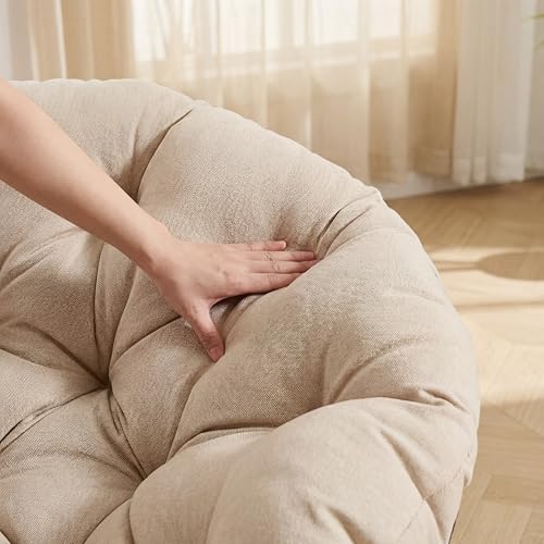 Cushion Papasan Swivel Chair, Ergonomic Wicker Round Chair with Thick Padding...