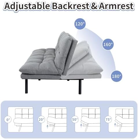 MUUEGM Futon Sofa Bed Memory Foam Futons Modern Office Couch Sleeper Bed Conv...