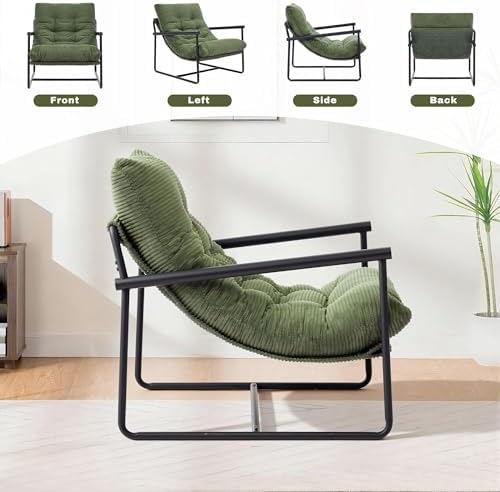 Modern Accent Chair Set of 2, Living Room Chair with Metal Frame,Upholstered ...