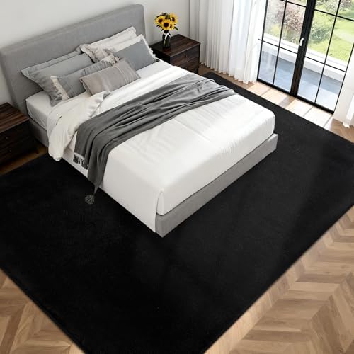 Large Area Rugs for Living Room Bedroom 8x10 Black Rug Ultra Soft