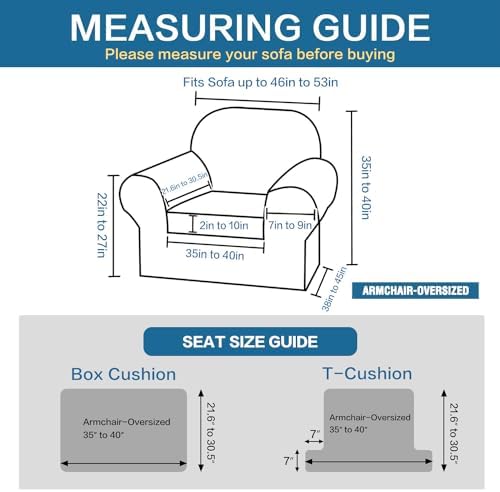H.VERSAILTEX Stretch 2 Piece Armchair Cover Chair Covers for Living Room Furn...