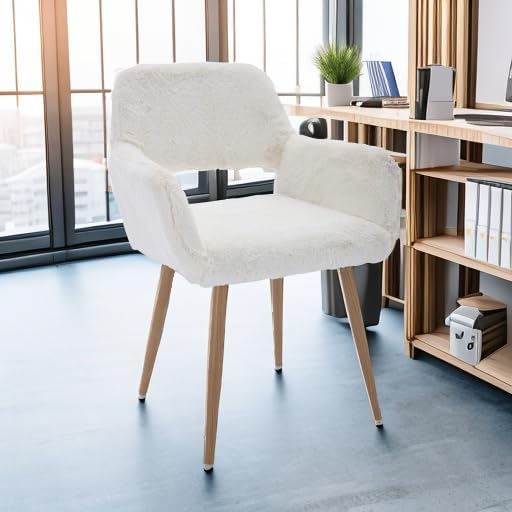 KCC Desk Chair No Wheels Makeup Vanity Chair for Living Room,1PC,White