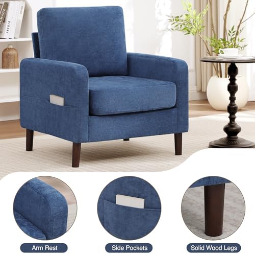 Accent Chair for Living Room, Modern Reading Chair for Bedroom, Upholstered A...