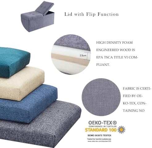 Storage Ottoman Bench Foldable Seat Footrest Shoe Bench End of Bed Storage wi...