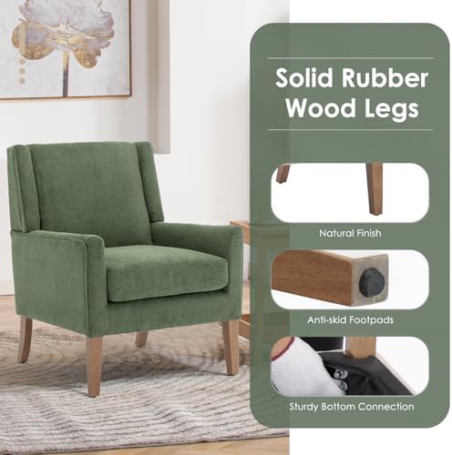 COLAMY Modern Wingback Living Room Chair Set of 2, Upholstered Fabric Accent ...