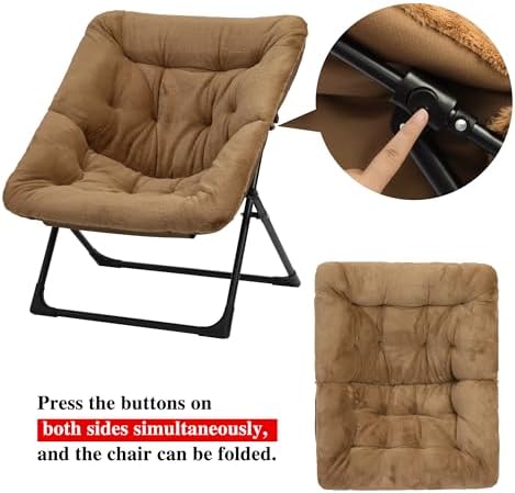 Comfy Saucer Chair for Adults, Soft Faux Fur Bedroom Chair, Accent Dorm Chair...