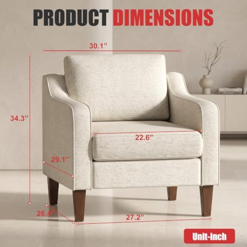BestMassage Set of 2 Accent Chair, Beige Fabric Upholstered Armchair