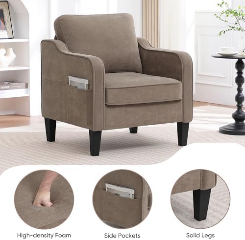 Accent Chair for Living Room, Mid Century Modern Reading Chair for Bedroom, U...