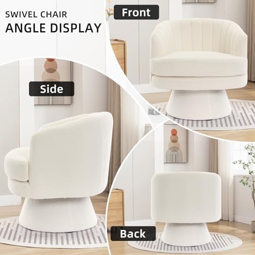 CANMOV Swivel Accent Chair with Armrest, Modern 360 Degree Swivel Barrel Chai...