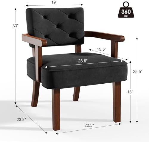Accent Chairs Set of 2, Mid-Century Modern Arm Chairs with Wood Arms