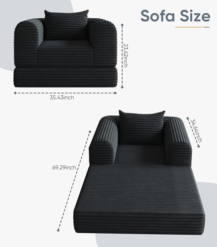 SYFERLORY Versatile 2 in 1 Boneless Armchair Chaise Lounge Chair Indoor, Conv...
