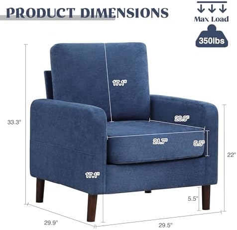 Accent Chair for Living Room, Modern Reading Chair for Bedroom, Upholstered A...