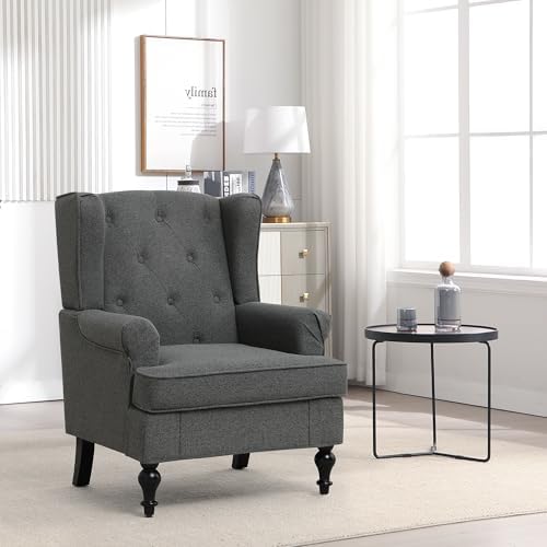 Accent Chair for Living Room, Mid Century Modern Upholstered Armchair, Wingba...