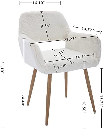 KCC Desk Chair No Wheels Makeup Vanity Chair for Living Room,1PC,White