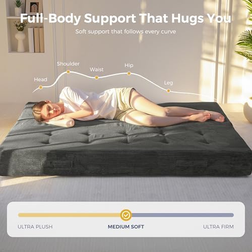 MAXYOYO Foldable Mattress, 8-Inch Tufted Futon Mattress with Handles