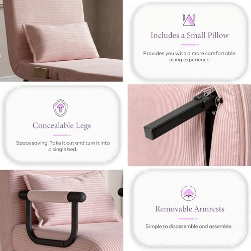 TYBOATLE Sleep Chair, Folding Sleeper Chairs for Adults (Pink)