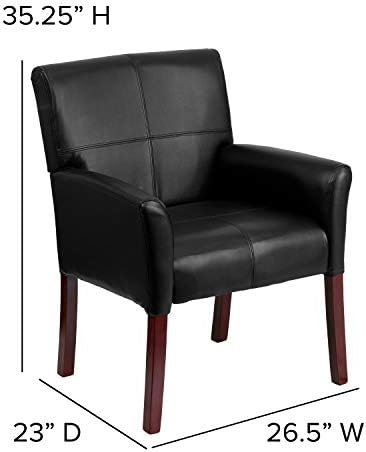 Flash Furniture LeatherSoft Reception Chair, Black/Mahogany
