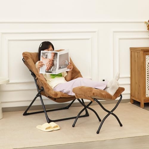 Comfy Saucer Chair for Adults, Soft Faux Fur Bedroom Chair, Accent Dorm Chair...