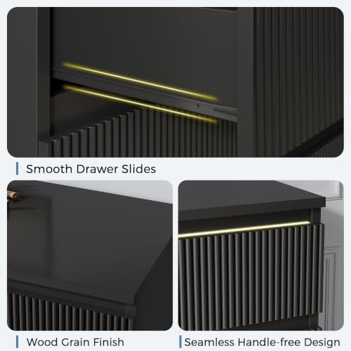 Jocoevol 6 Drawer Fluted Dresser, Modern Chest of Drawers for Bedroom with Hi...