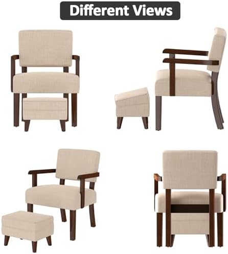 FAGAGA Accent Chairs with Adjustable Ottoman, Comfy Arm Footrest Set, Storage...