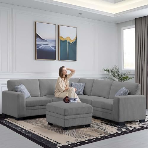 Legend Vansen Oversized Modular Sectional Sofa,U/L-Shaped Corduroy Couch with...