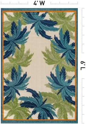 Rugshop Tropical High-Low Textured Indoor Outdoor Rug Multi 4' x 6'