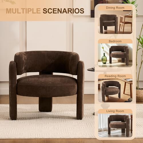 Modern Accent Barrel Chair,Mid Century Single Armchair with Curved Backrest U...