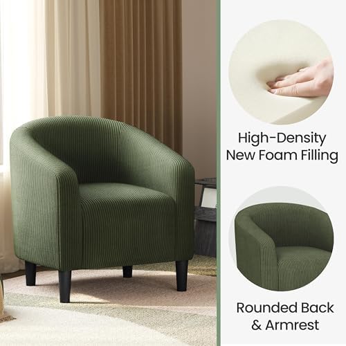 Yaheetech Compact Corduroy Accent Chairs Set of 2 for Bedroom, Dark Green