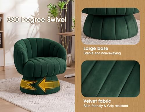 Mistpople Mid Century Modern 360 Degree Swivel Barrel Accent Chair, Fluffy Ve...