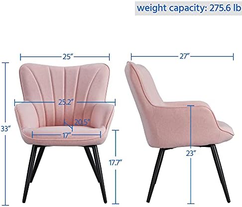 Yaheetech Accent Chair, Upholstered Armchair with Metal Legs, Pink