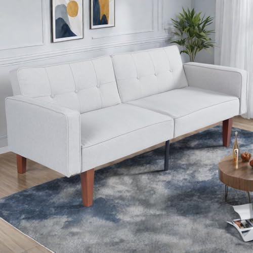 NicBex Fabric Convertible Sleeper Couch, Futon Sofa Bed with 2-Seat, Gray