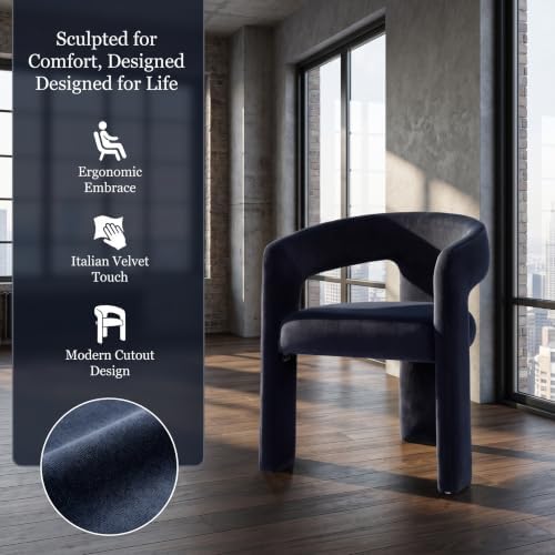 VESCASA Velvet Barrel Dining Chair with Open-Back, Upholstered Modern Accent ...