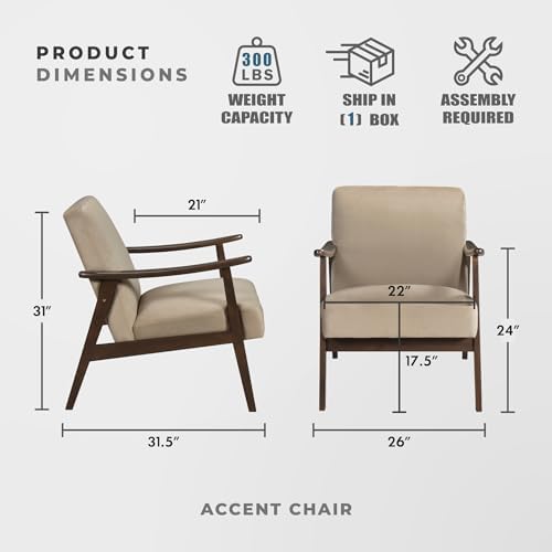 Lexicon Mid Century Modern Chair Velvet Accent Chair for Living Room Chair w/...