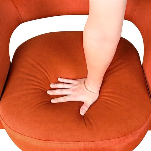 Lexicon Swivel Accent Chair, Modern Velvet Round Barrel Chair, Orange