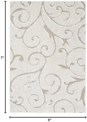 SAFAVIEH Florida Shag Rug 5'3"x7'6", Soft Plush Cream &...