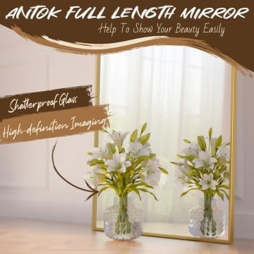 Antok 58" x21” Arched Full Length Mirror with Stand, Floor Mirror, Gold