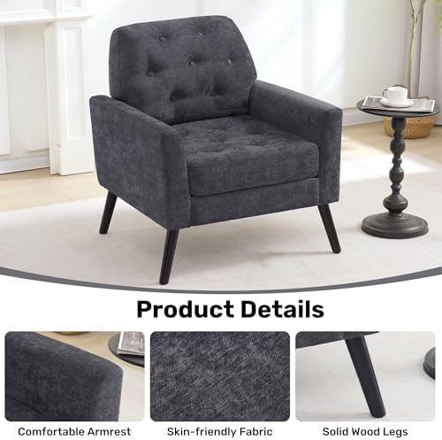 Accent Chair for Living Room, Mid Century Modern Reading Chair, Upholstered A...
