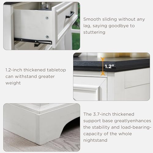 ACCOHOHO Farmhouse 5 Drawers Dresser Chests for Bedroom, Antique White