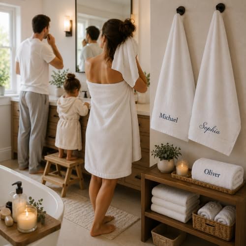 Personalized Towel Set, Custom Bath Towels with Name, Turkish Cotton Green | ...