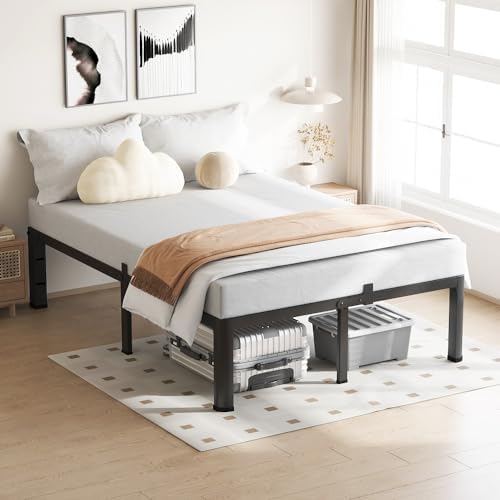 VIPSHOW 18 Inch Queen Bed Frame with Round Corners No Box Spring Needed