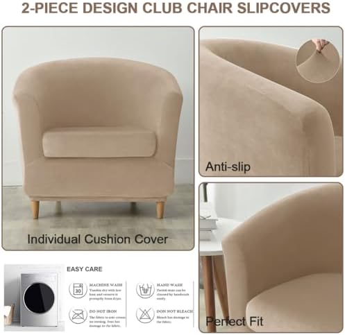 Velvet Club Chair Slipcover 2 Piece Swivel Barrel Chair Covers Slipcover Tub ...