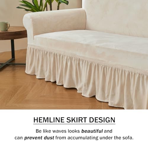 NICEEC Beige Armchair Covers Arm Chair Cover Armchair Slipcovers with Skirt