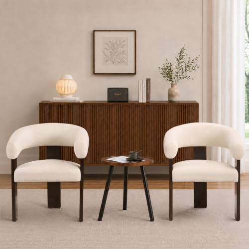 Modern Accent Chair, Barrel Armchair, U-Shaped Backrest, White