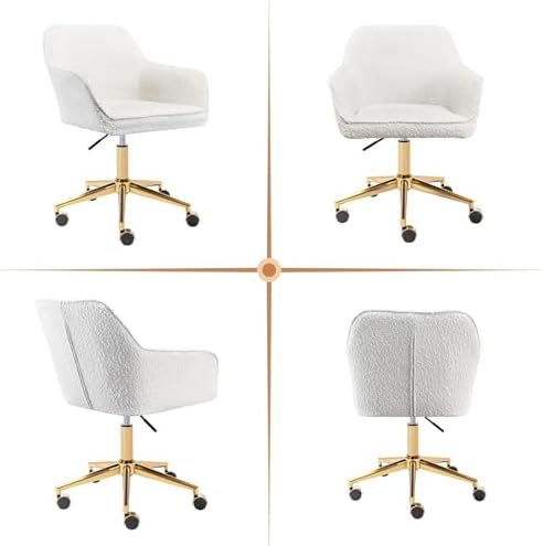 Zesthouse Modern Desk Chair with Wheels, White Swivel Vanity Chair for Girl