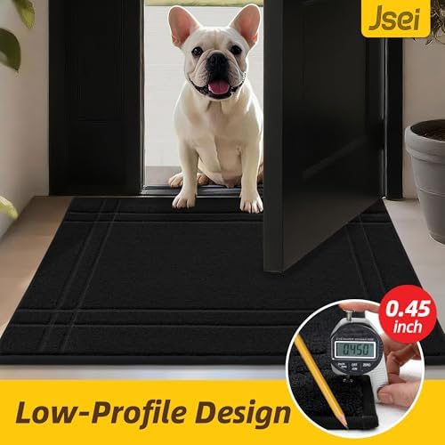 JSEI Door Mat for Entrance 32"x48", Dirt Trapper Doormat, Black