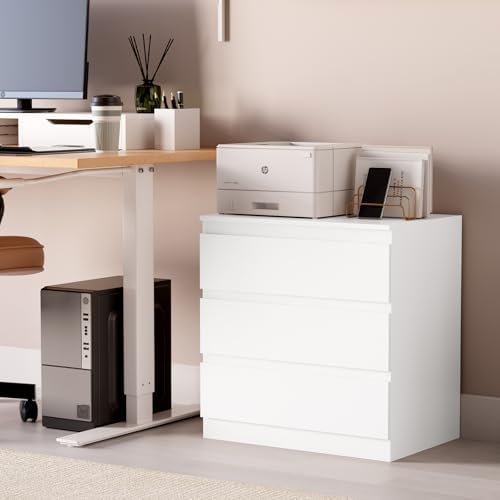 OtterOasis White Dresser for Bedroom with 3 Drawer Wide Wooden Chest
