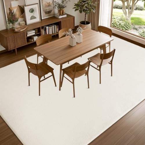 qulint 8x10 Cream White Rug for Living Room, Soft Large Carpet for Bedroom