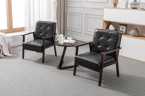 Okeysen Accent Chairs Set of 2, Mid Century Modern Accent Chair, Retro Wood a...